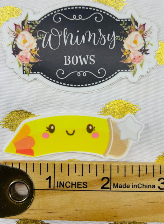 Pencil w cute face large resin