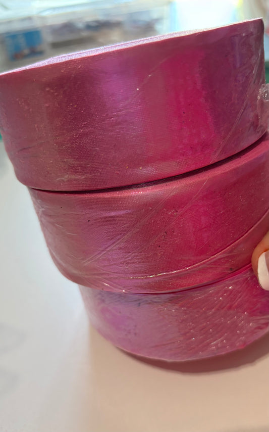 1.5 inch GERANIUM PINK AB METALLIC  ribbon BIAS 25 yards