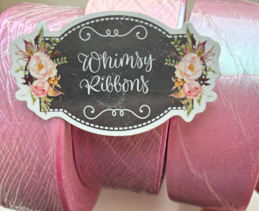 1.5 inch PINK   AB  METALLIC  ribbon BIAS 25 yards