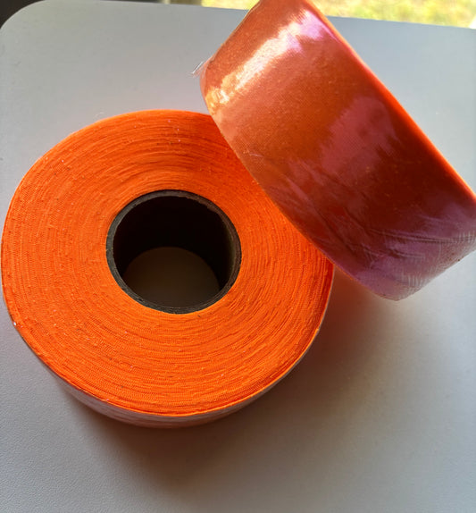 1.5 inch NEON ORANGE AB METALLIC  ribbon BIAS 25 yards