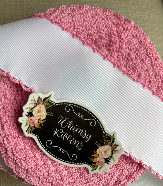 White with Geranium pink 1.5 inch