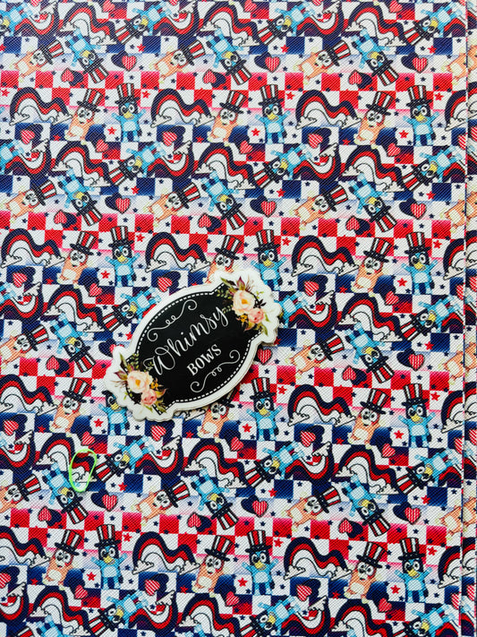 FAUX SHEET THICKER BLUEY FOURTH OF JULY  sheet 7.9 by 12.9 inches
