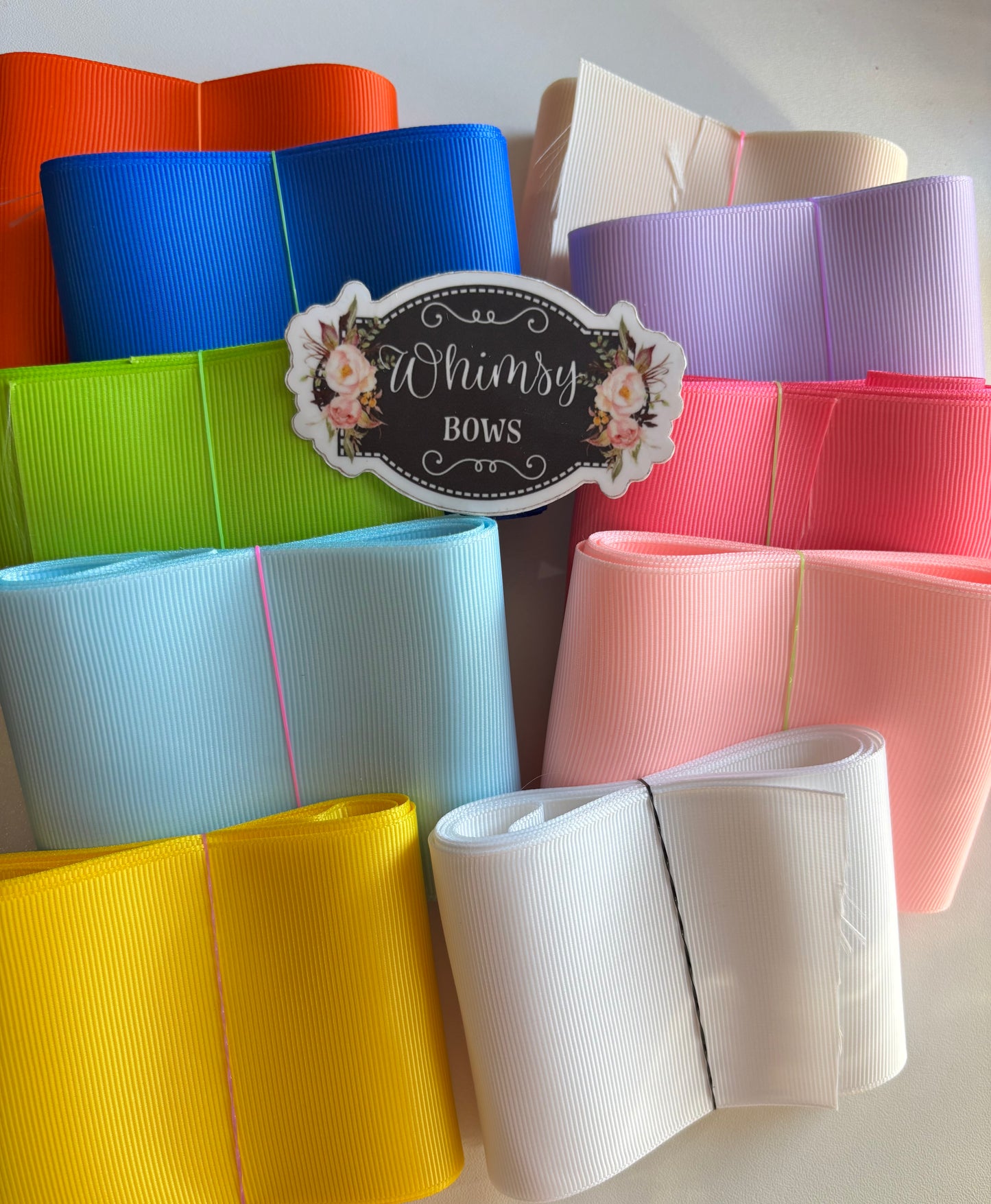 solid 3 inch 20 Yard solid grosgrain ribbon - 2 yds each color