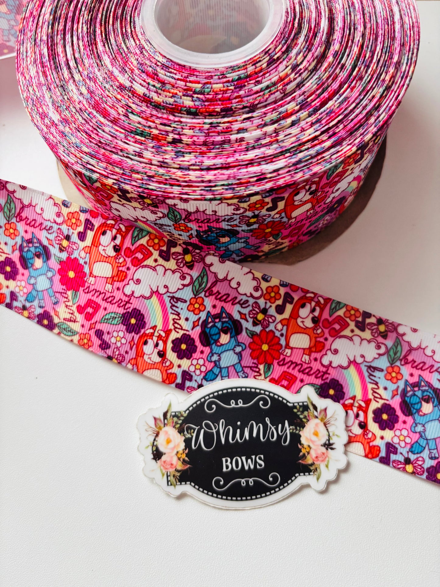 2inch BLUEY PINK RIBBON