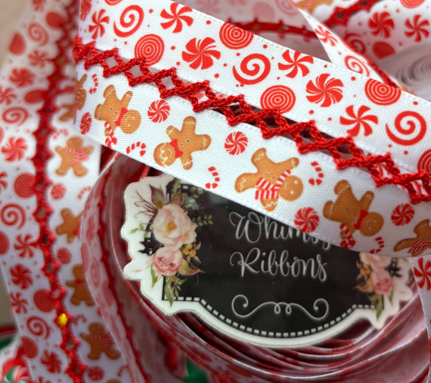 1.25 inch satin printed stiching ribbon  choose print and yards - this ribbon is cut at 4 yds per roll