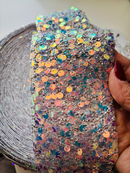 3 INCH SILVER AB  SEQUIN 36  inches ***