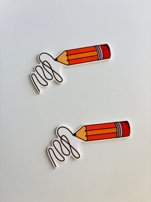 PENCIL W SCRIBBLE - back to school LARGE RESIN