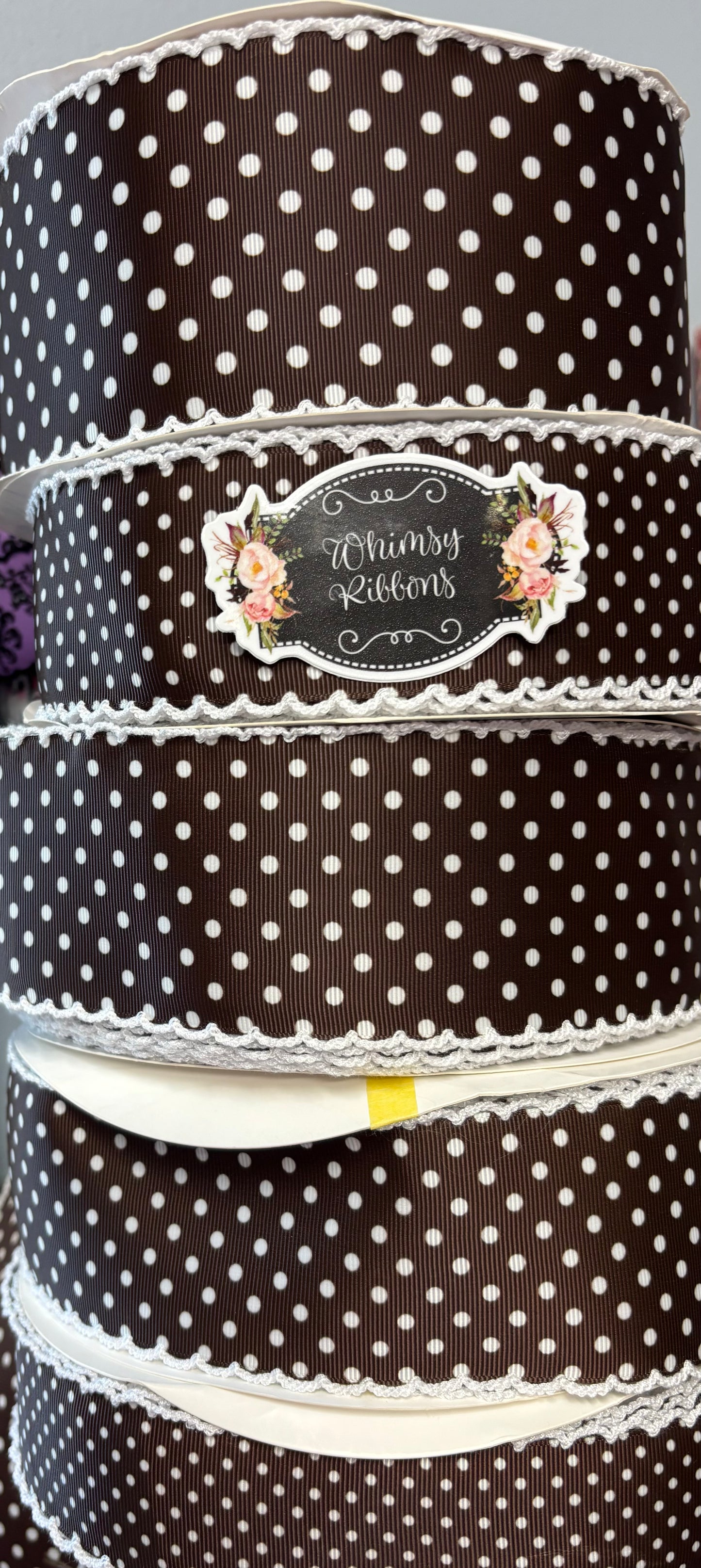 BROWN W WHITE POLKA DOTS