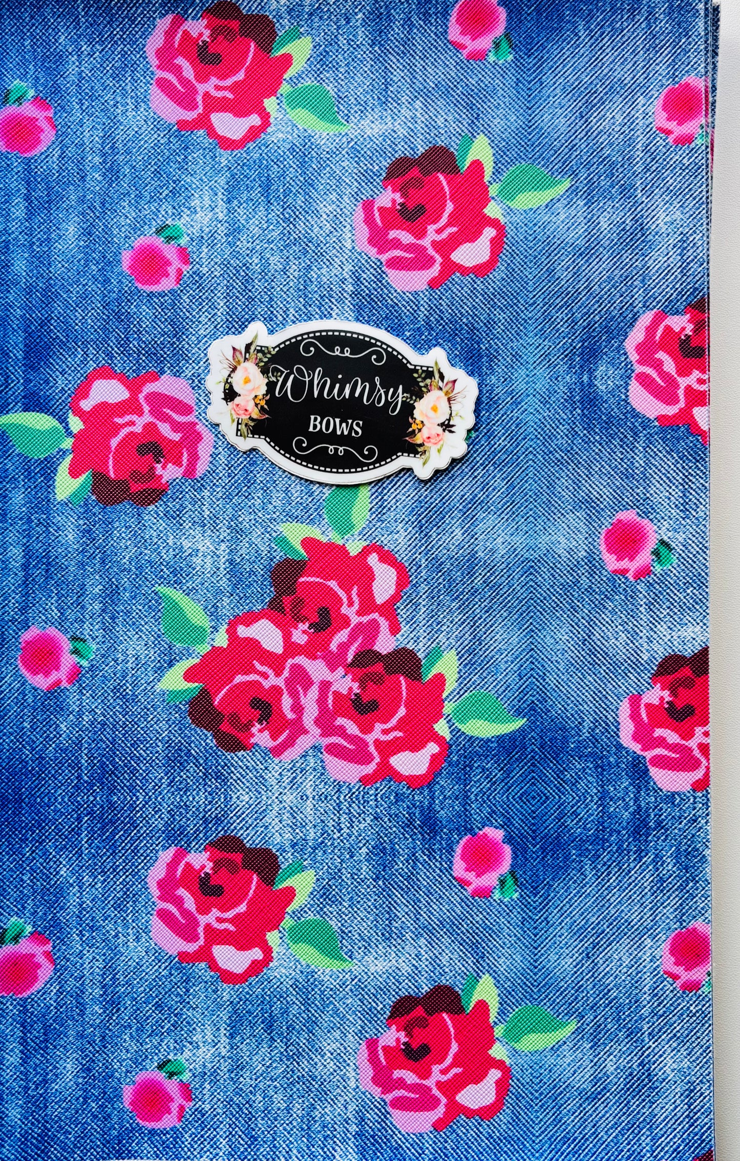 DENIM ROSES FAUX  - Large print   sheet 7.9 by 12.9 inches