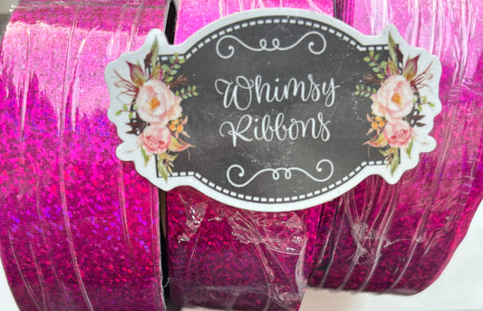 1.5 inch FUCHSIA with sparkly METALLIC  ribbon BIAS 25 yards