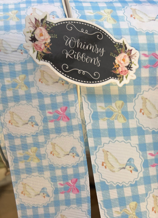 1.5  INCH CUTE GOOSE  ON BLUE   RIBBON