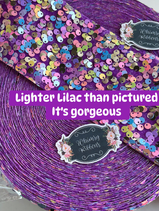 3 INCH SEQUIN LILAC W COLORS  - 1 YARD - lighter than shown GORGEOUS