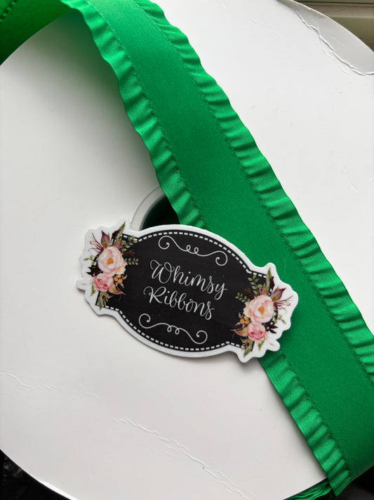 1.5 INCH  SATIN RUFFLE RIBBON CLASSIC GREEN