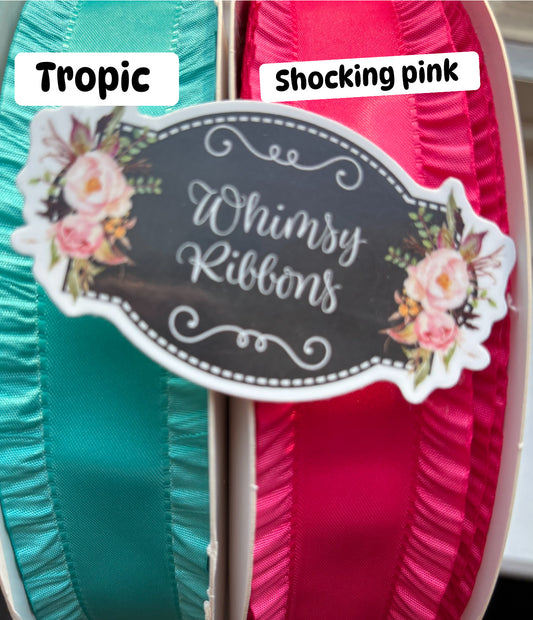 1.5 INCH SHOCKING PINK  SATIN RUFFLE RIBBON