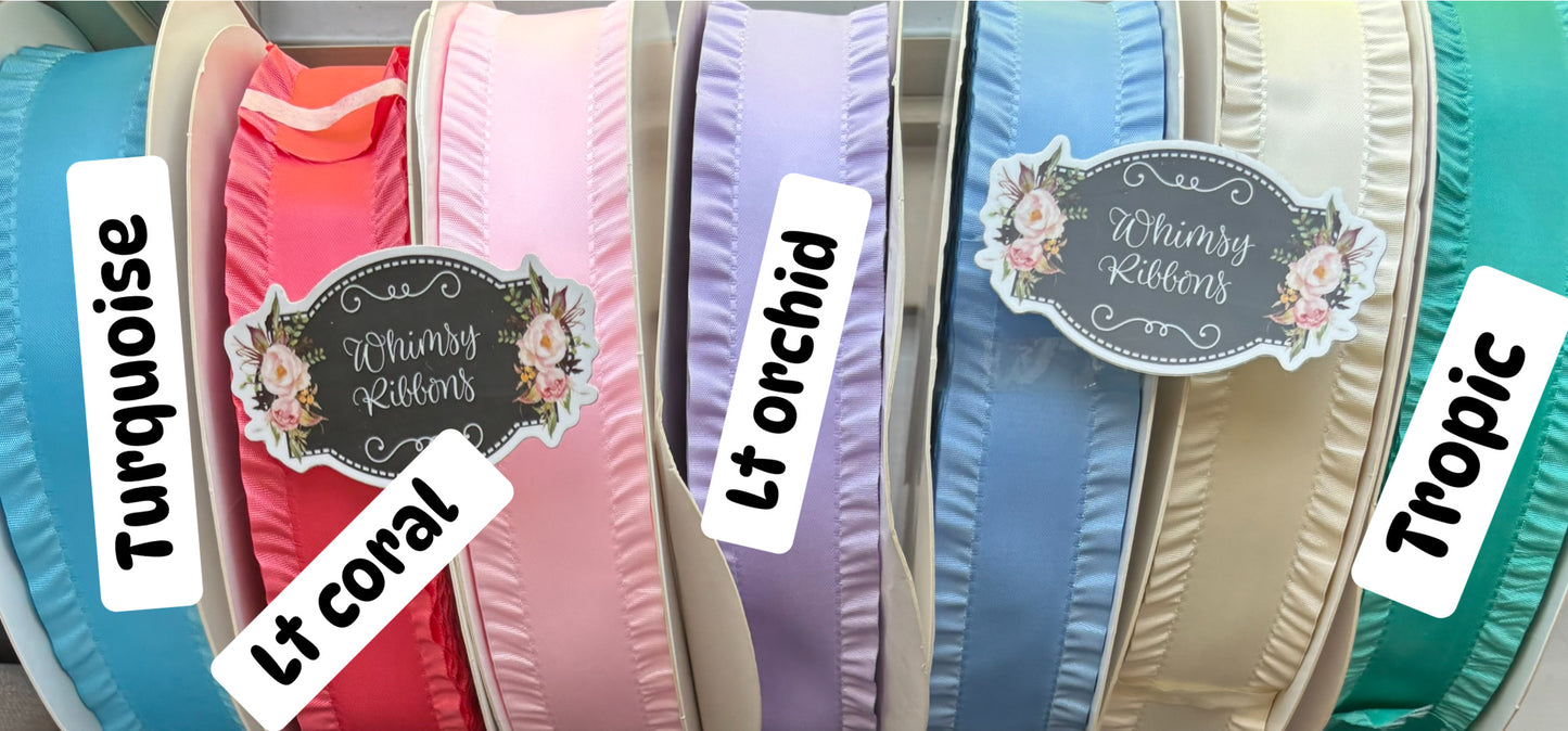 1.5 INCH TURQUOISE SATIN RUFFLE RIBBON