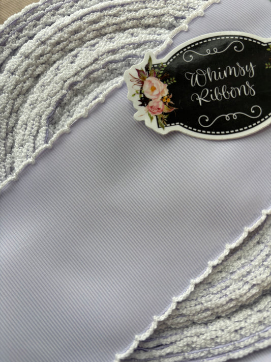 2 INCH LILAC MIST WITH WHITE STITCHING  RIBBON - 1 YARD