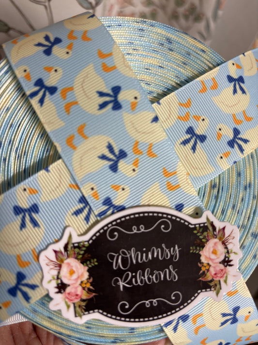 1.5  INCH GOOSE ON BLUE   RIBBON