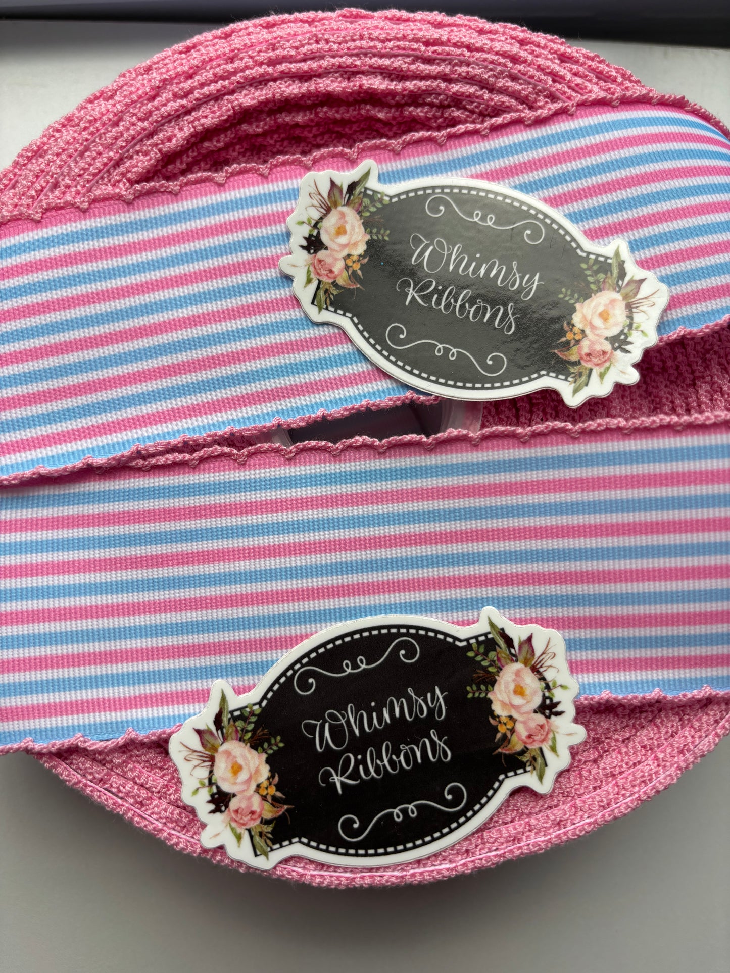 1.5 INCH BABY HOSPITAL COLORS W PINK STITCHING MOONSTICH