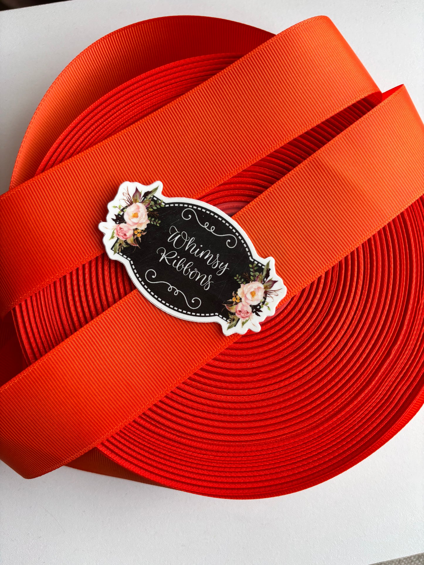 1.5 inch TORRID ORANGE   solid grosgrain  5 YARD ROLL $2