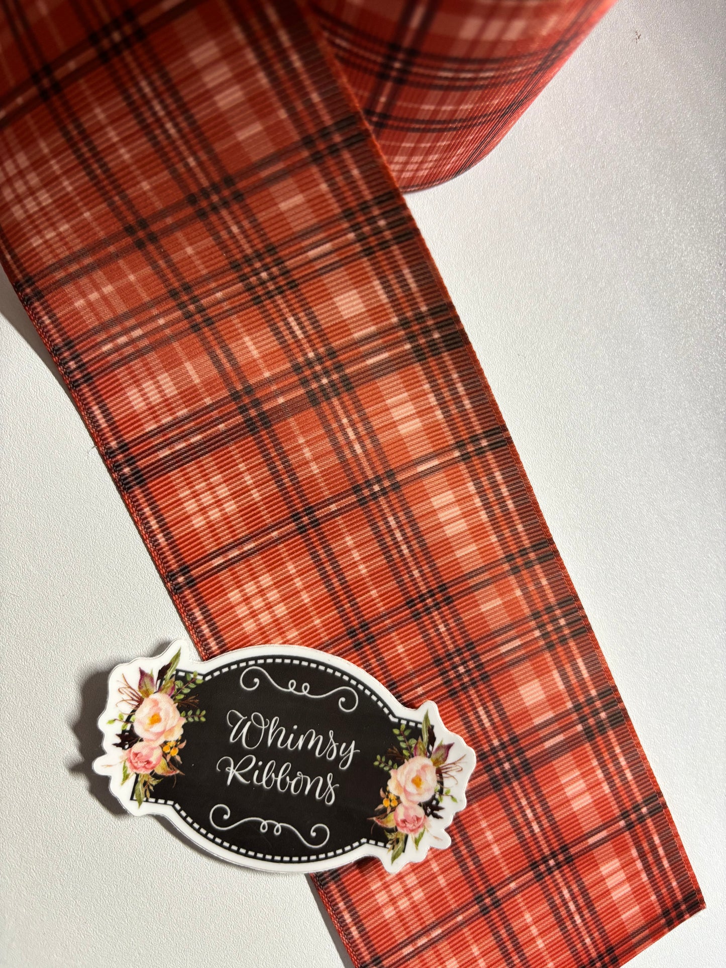 FALL RUST PLAID 3 INCH RIBBON