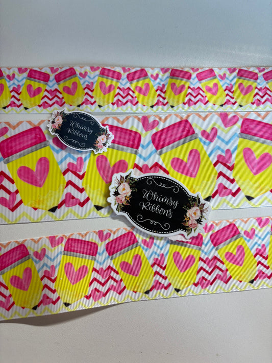 1.5  INCH  HEART PENCILS PRINT RIBBON