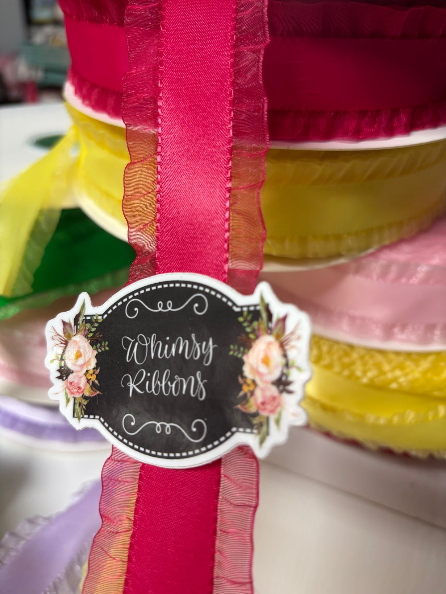 1.5 INCH  SHOCKING PINK   SATIN SASSY RUFFLE RIBBON