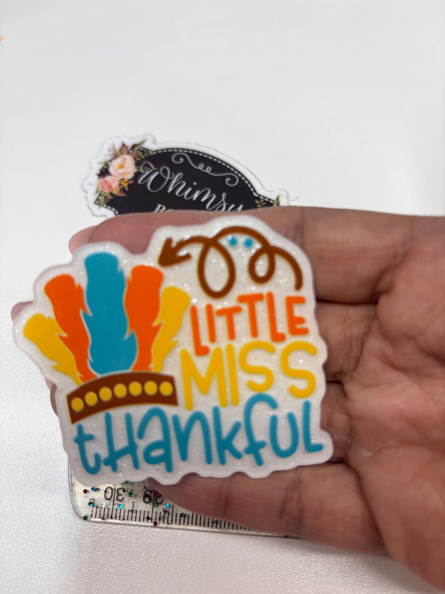 LITTLE MISS THANKFUL GLITTER   Large Resin - Thanksgiving