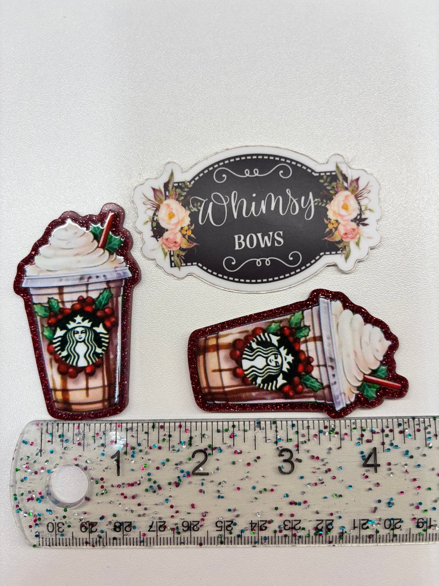 Coffee Holiday drink STAR BUCKS  GLITTER   Large Resin
