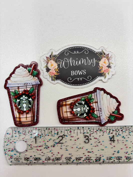 Coffee Holiday drink STAR BUCKS  GLITTER   Large Resin
