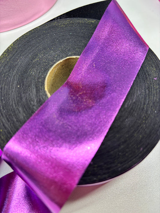 1.5 FUCHSIA METALLIC  ribbon BIAS 25 yards