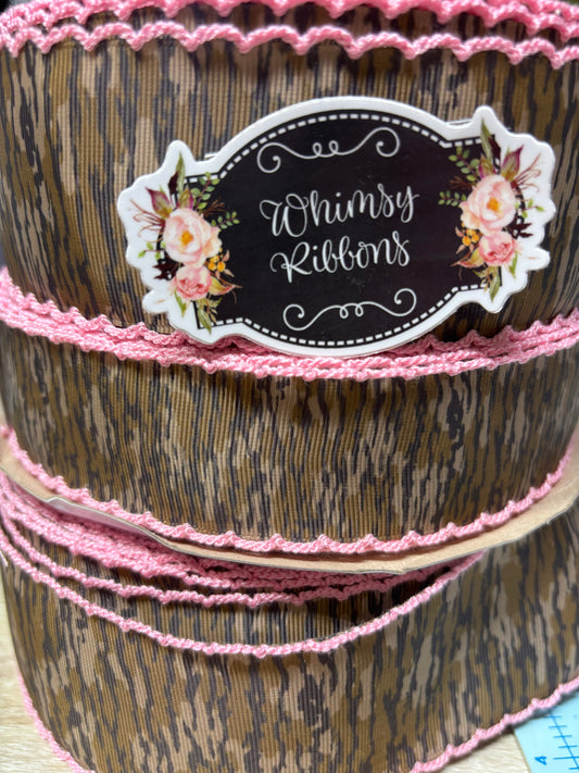 2 INCH  CAMO W PINK STITCHING   -a tad greener
