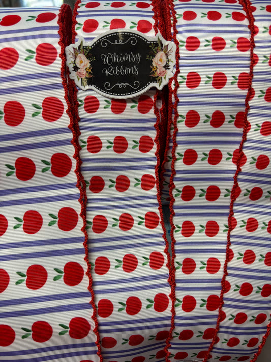 1.5 INCH  SCHOOL APPLES  W RED  STITCHING