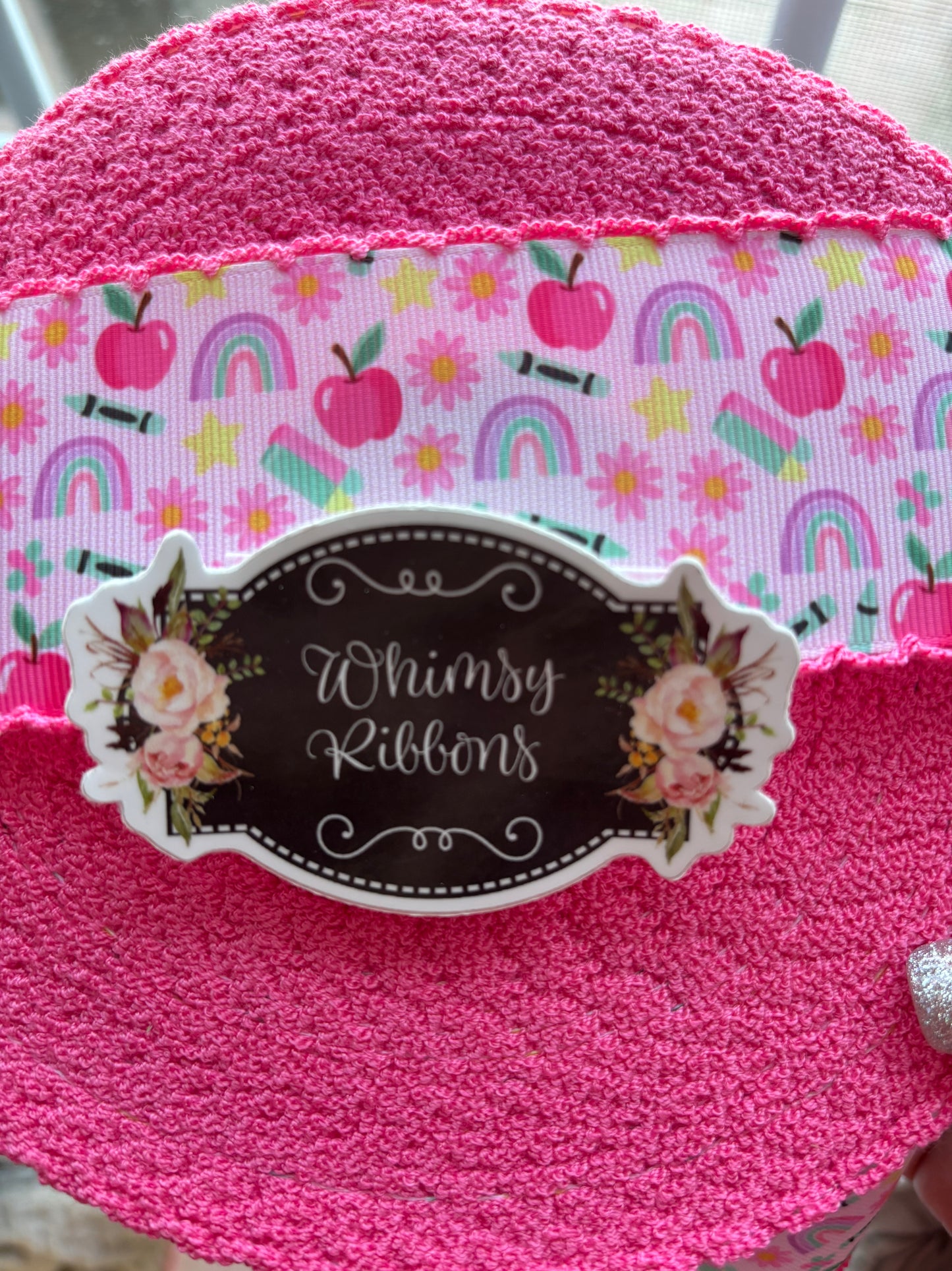 1.5 inch  SCHOOL CUTE APPLE W PINK STITCHING