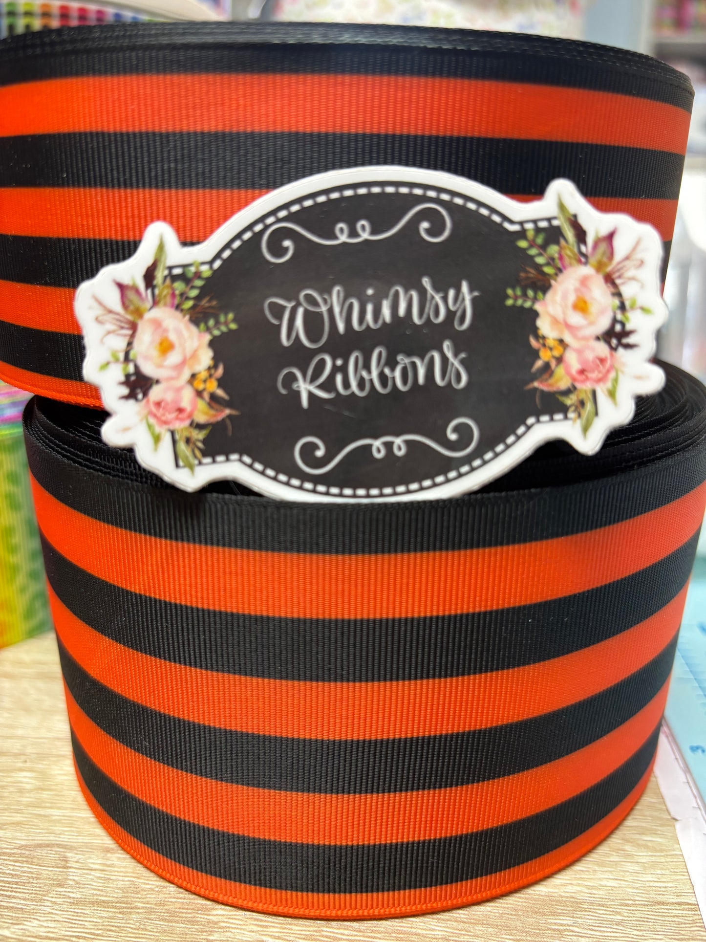 2 inch stripes HALLOWEEN orange black stripes