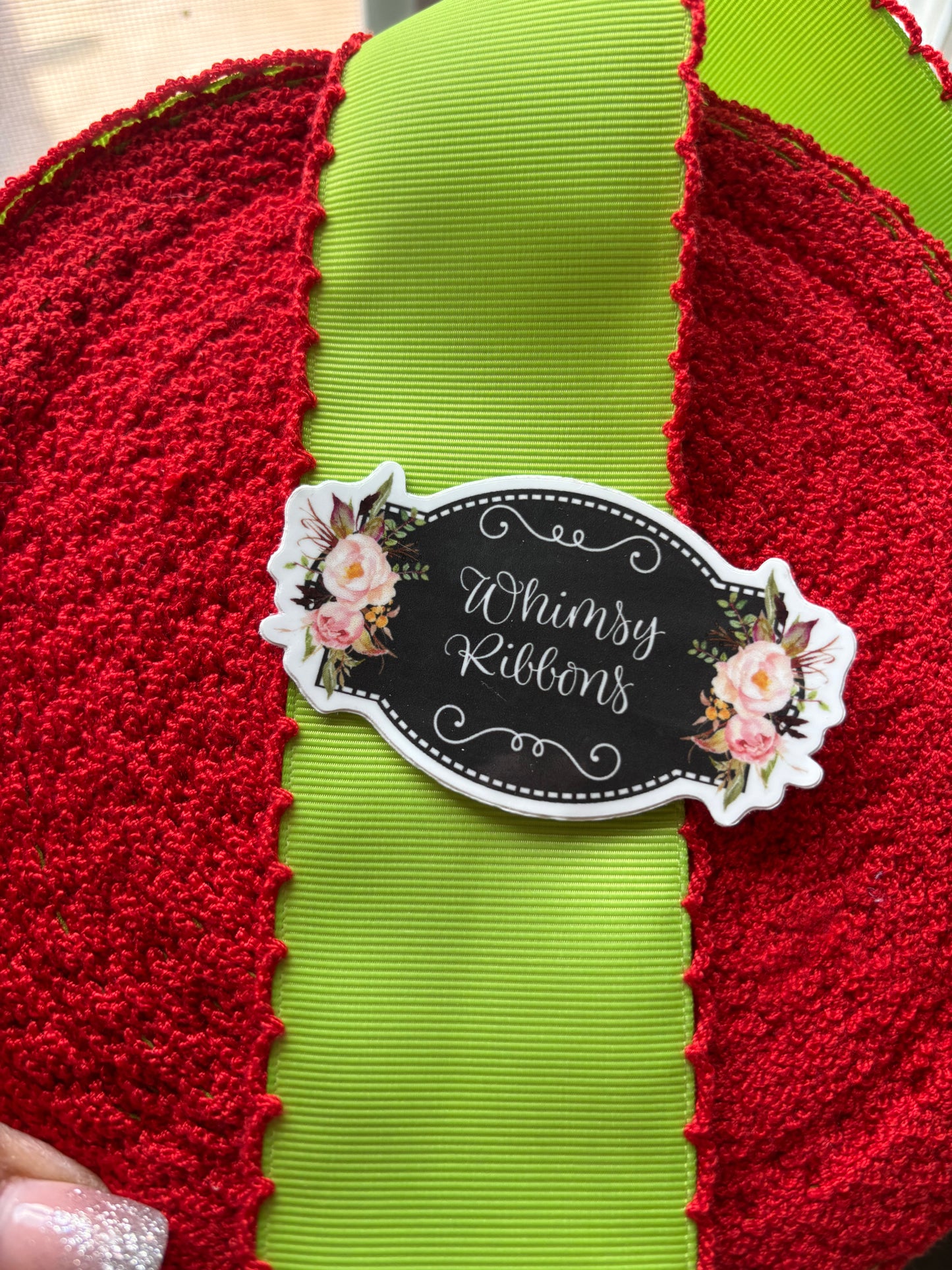 2 INCH APPLE GREEN W RED MOONSTITCH