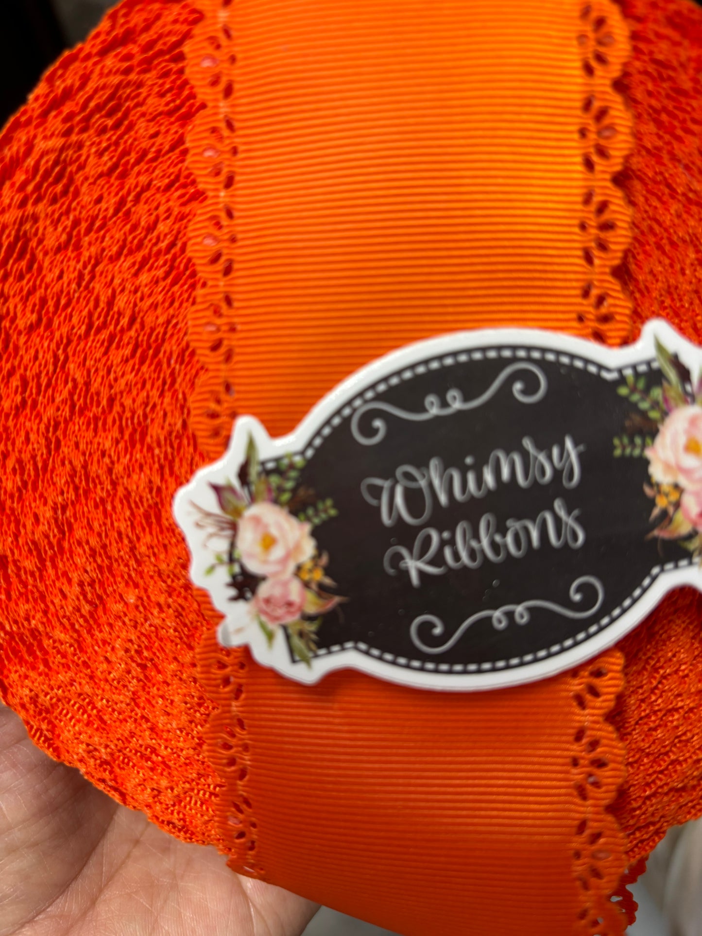 2.25 ORANGE EYELET SOLID GROSGRAIN RIBBON