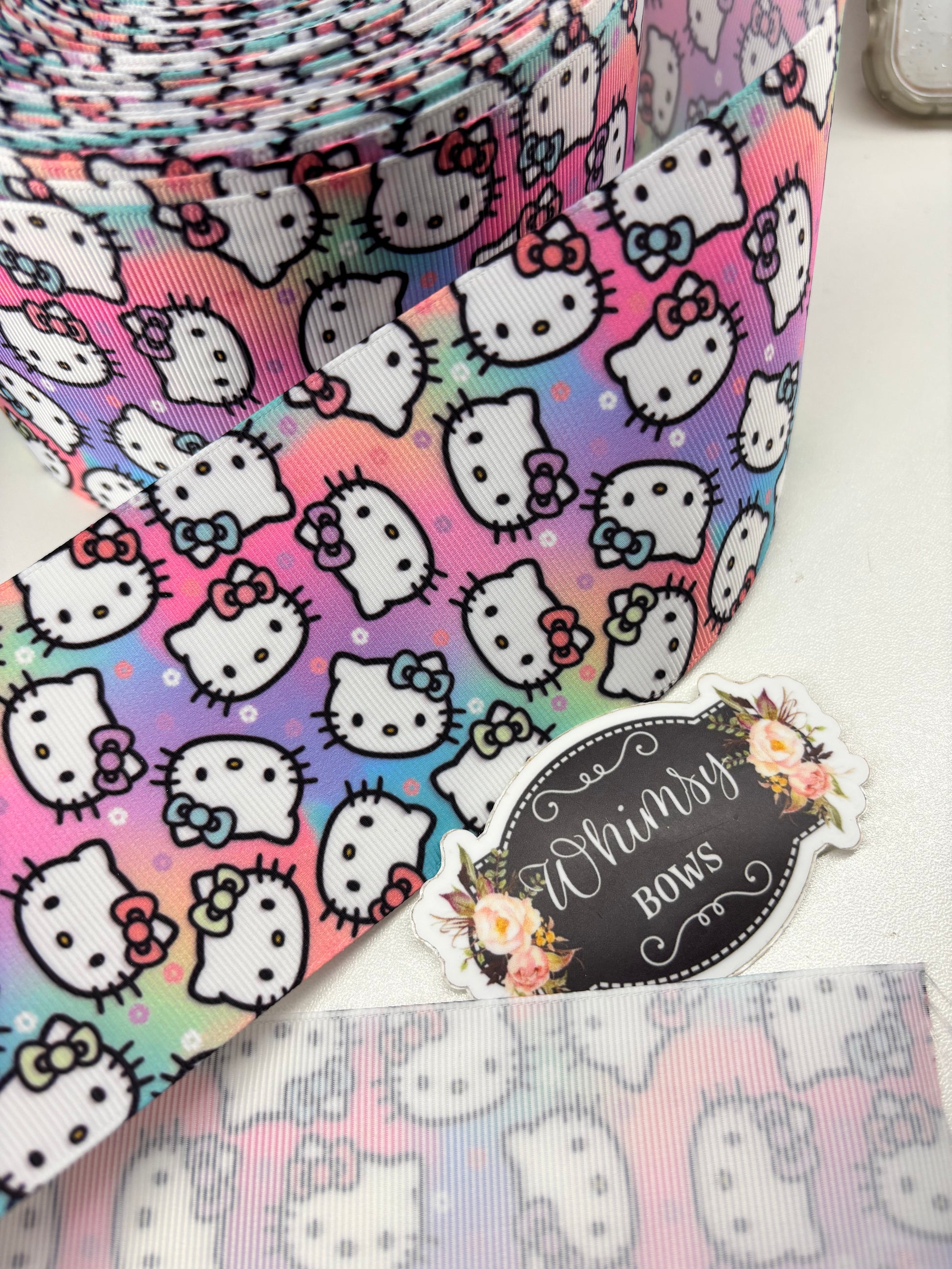 Kitty Divider Ribbon 2 INCH HK KITTY FACES RIBBON – Whimsy Ribbons and Bows