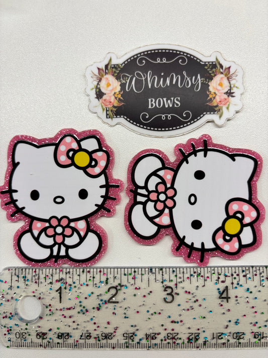 HK KITTY GLITTER   Large Resin