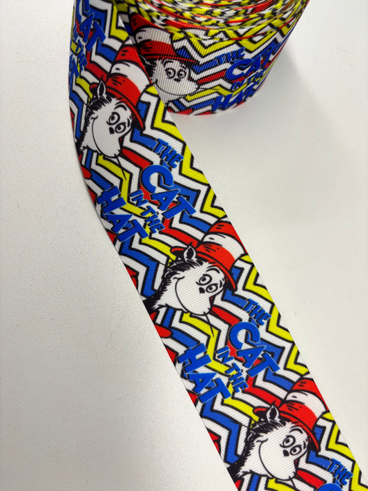 2 inch Cat in the Hat / DR Seuss Chevron design