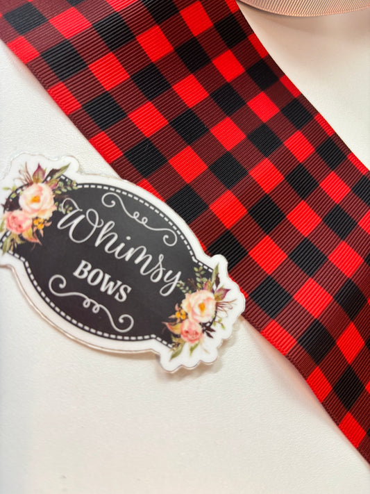 RED WITH BLACKPLAID 3 inch GROSGRAIN RIBBON