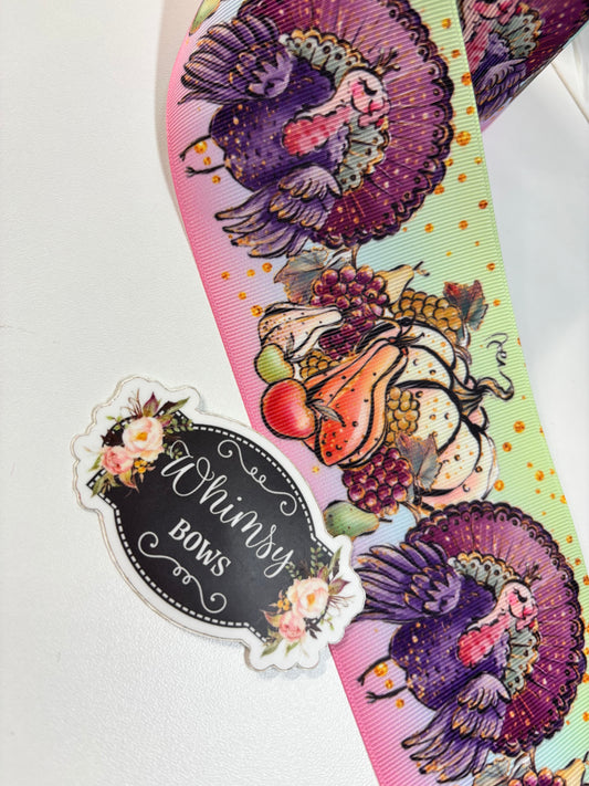 Turkey thanksgiving 3 inch GROSGRAIN RIBBON