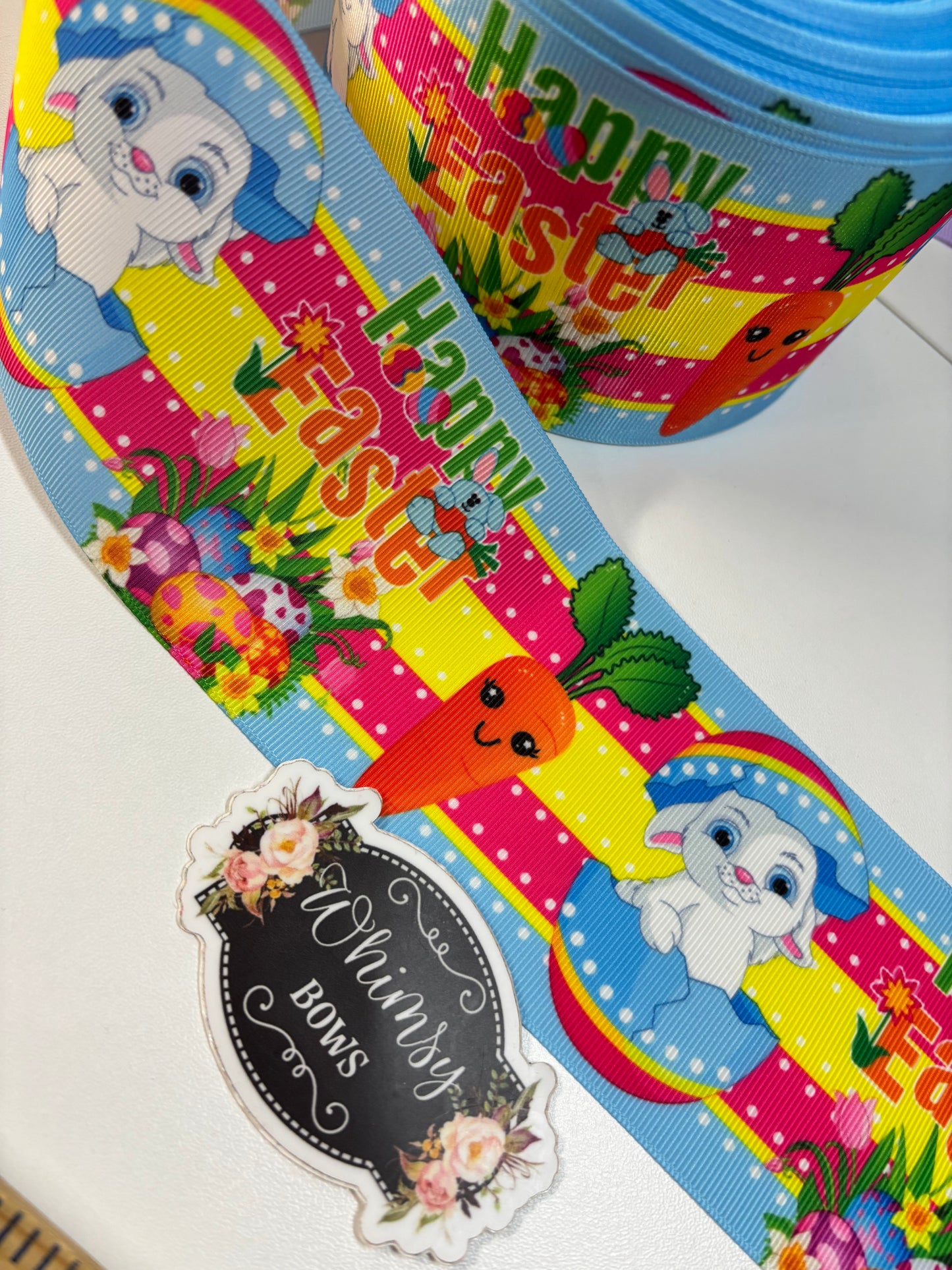 HAPPY EASTER 3 inch GROSGRAIN RIBBON