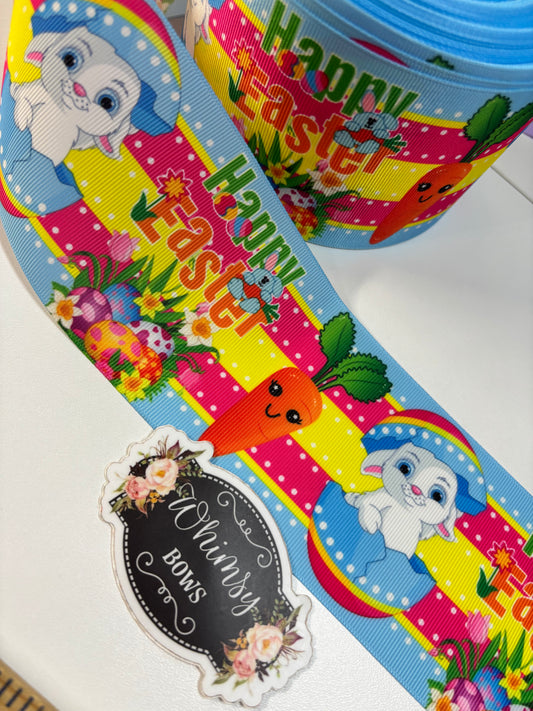 HAPPY EASTER 3 inch GROSGRAIN RIBBON