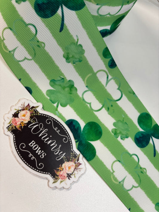 CLOVER ST PATRICKS DAY 3 inch GROSGRAIN RIBBON