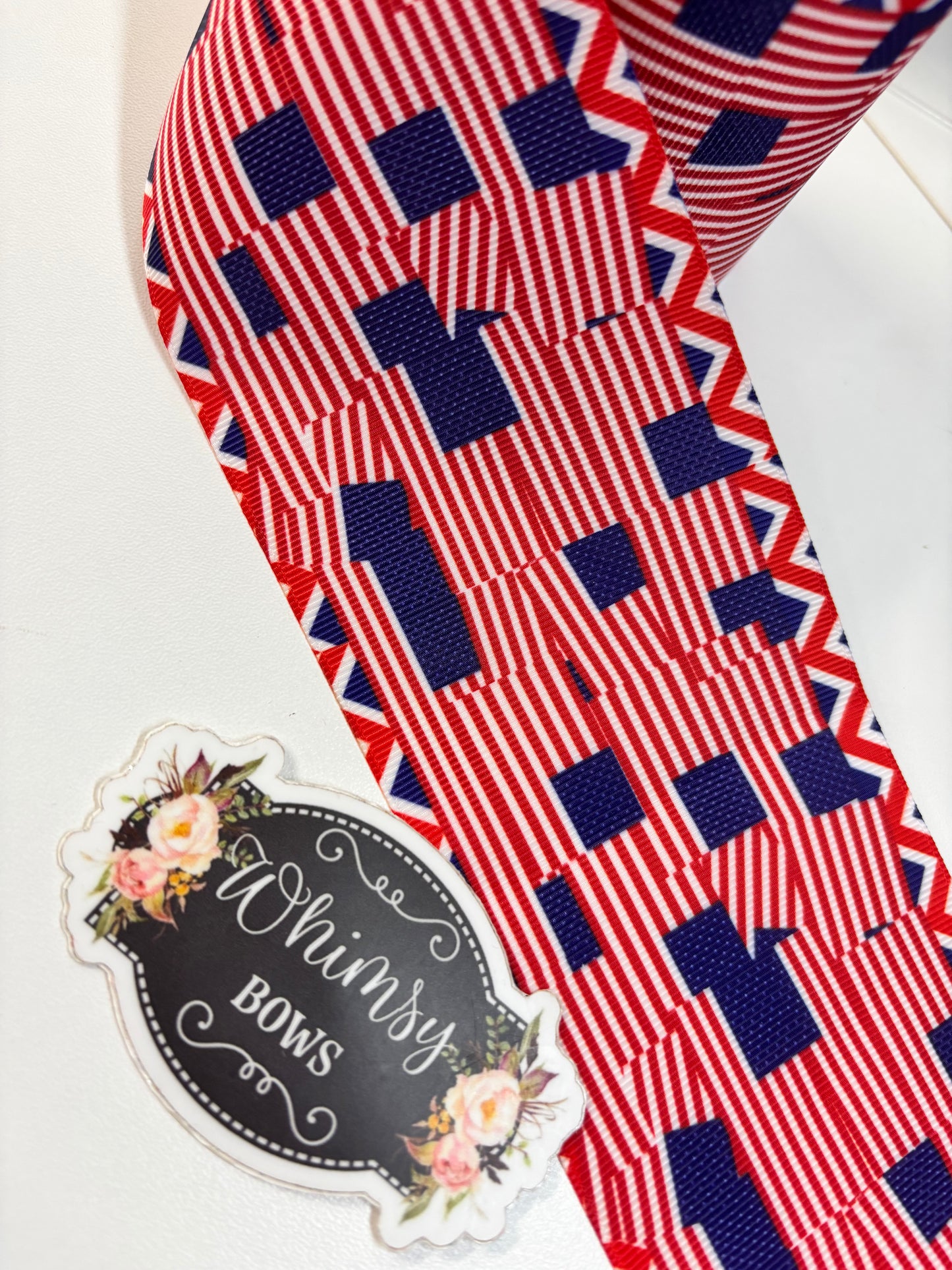 Flag print  all over 3 inch GROSGRAIN RIBBON
