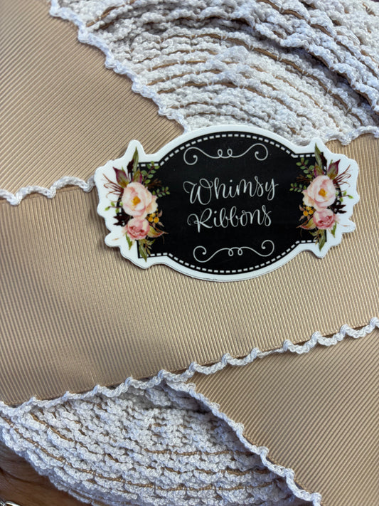 2.25 INCH TAN W WHITE  MOONSTITCH ribbon - 1 yard cut