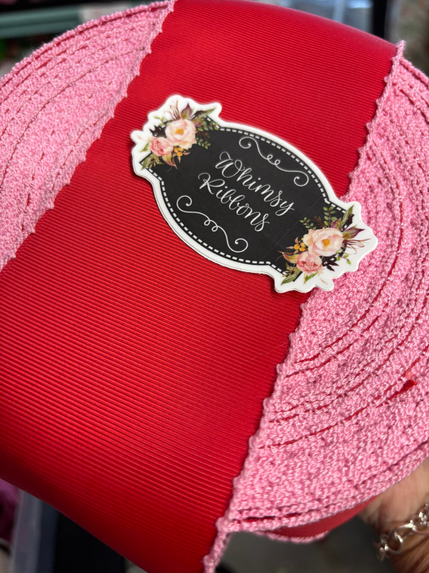 3 inch Red with geranium pink stitching