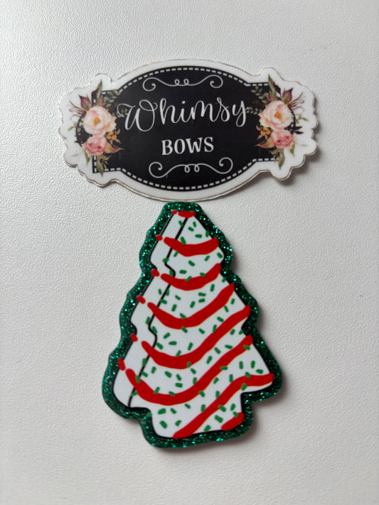 CHRISTMAS SNACK CAKE TREE GLITTER Large Resin