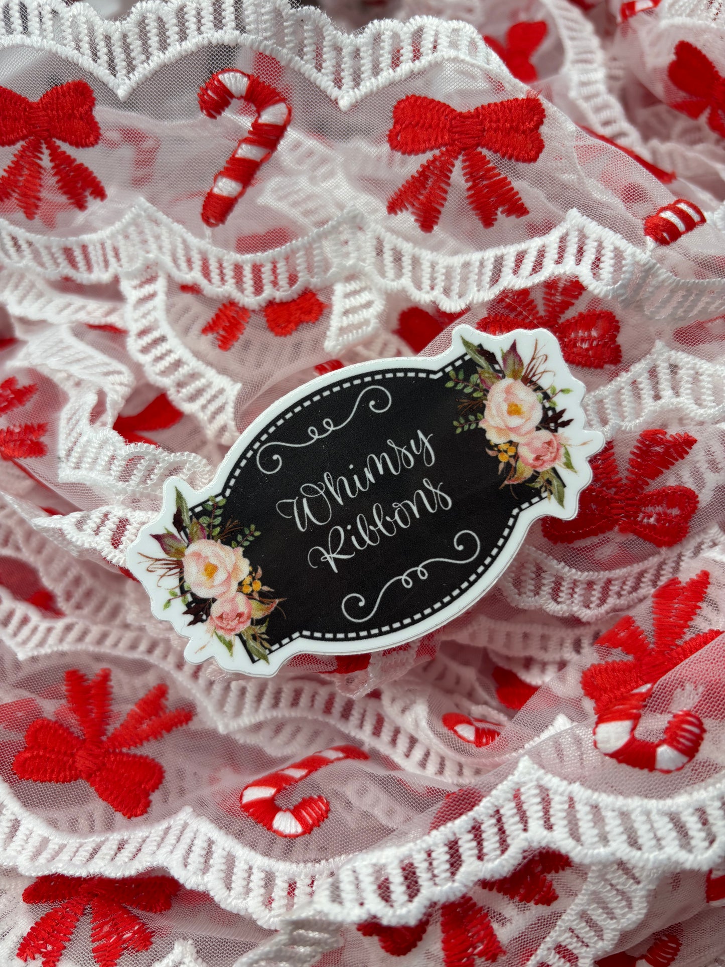 CANDY CANE BOW LACE a tad over 2 inches
