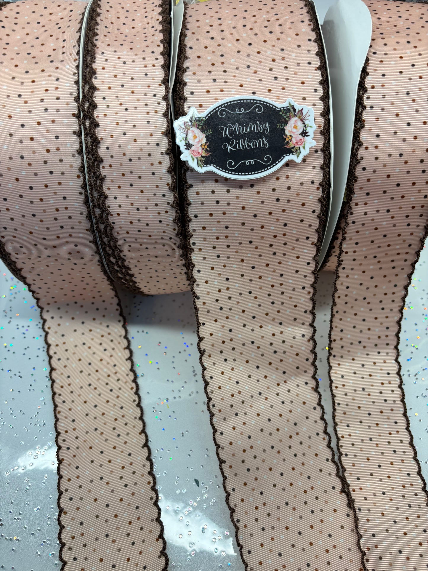 POLKA DOTS W BROWN STITCHING